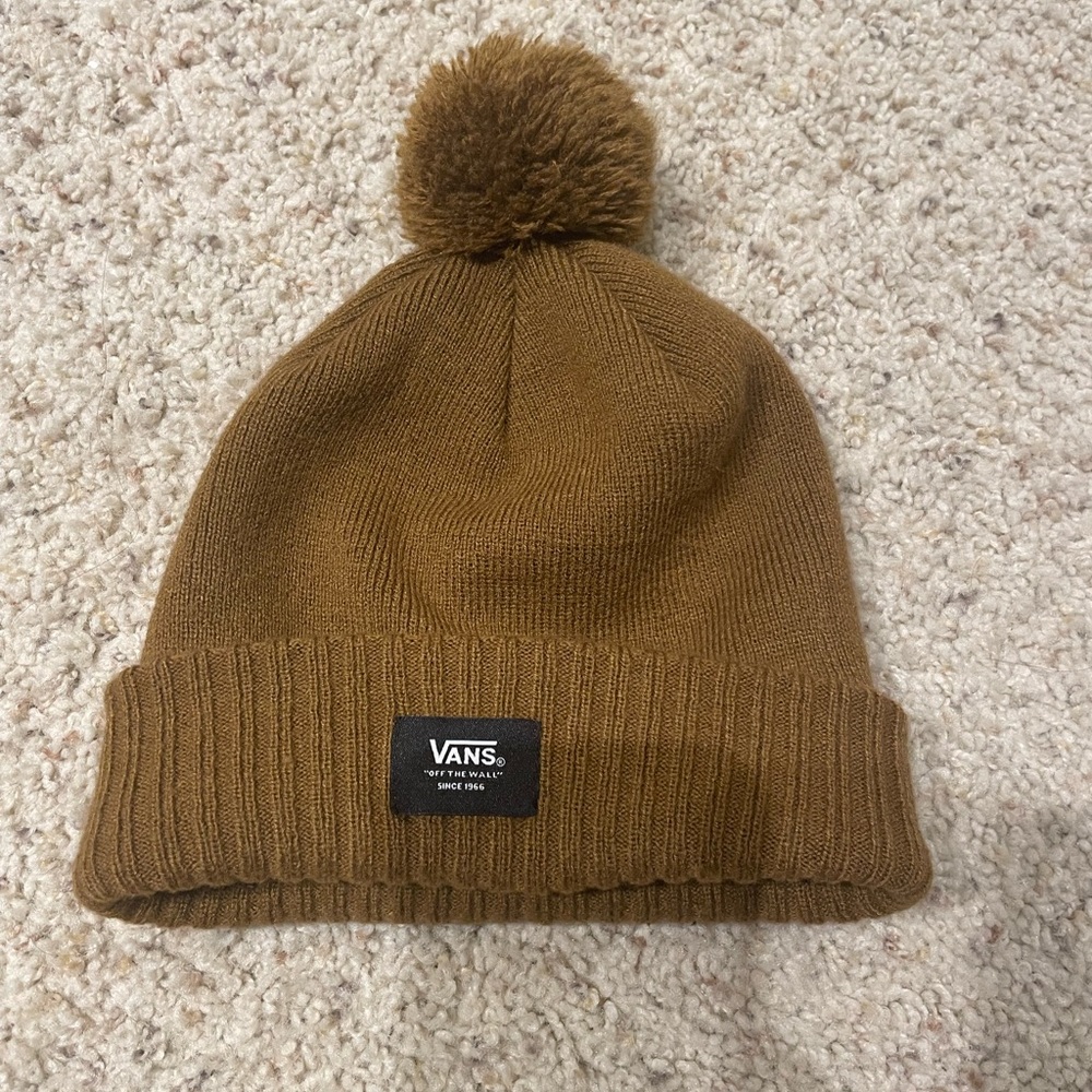 Vans Brown Knit Beanie with Pom